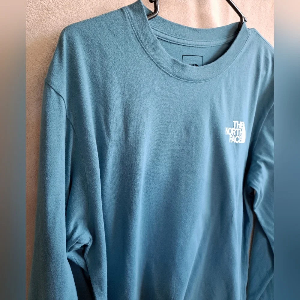 The North Face Long Sleeve Tee in Teal with White Logo